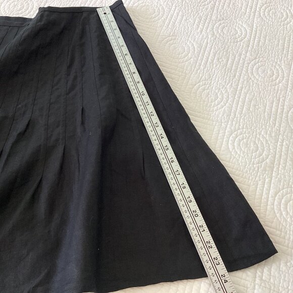 NWT Ann Taylor LOFT Pleated 100% Linen Black Skirt Size 10 - Picture 7 of 10